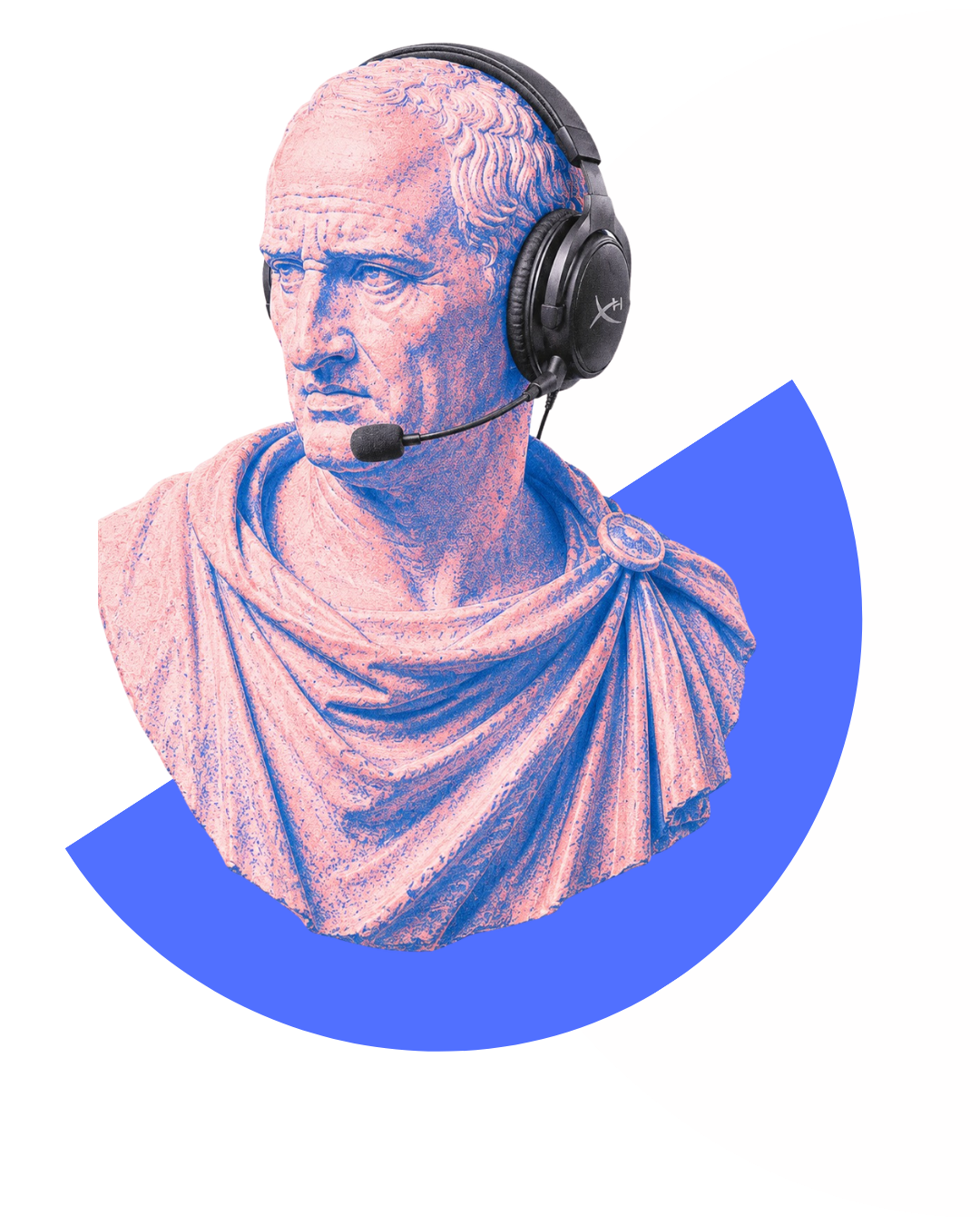 Bust of Cicero wearing headphones